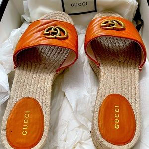 GUCCI ESPADRILLE PLATFORM SANDALS